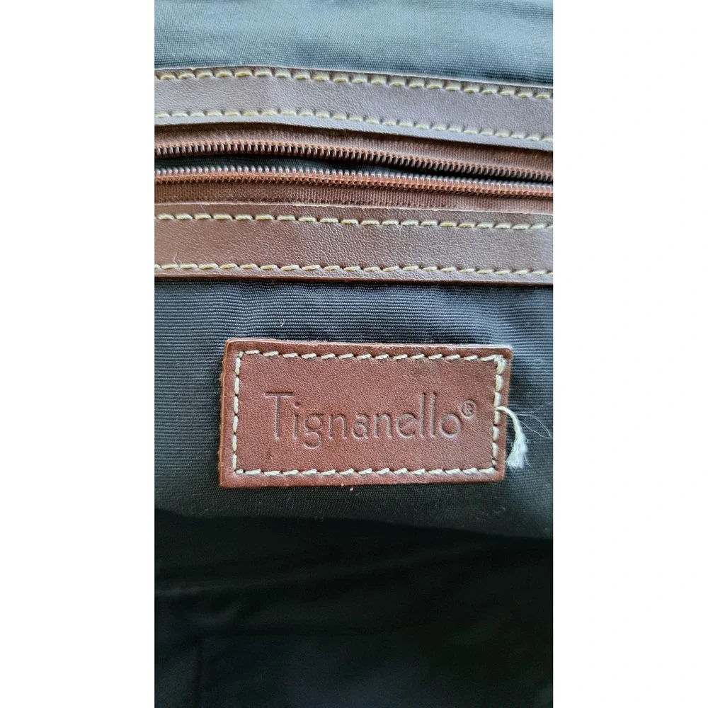 Tignanello Women's Leather Brown Small Backpack Adjustable Straps Zipped Pockets